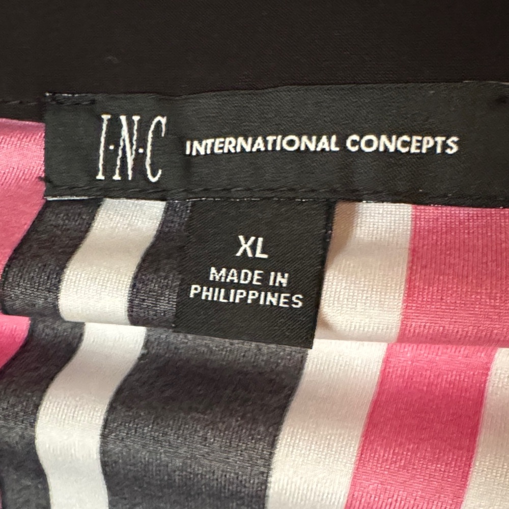 INC International Concepts Black and Pink Striped Blouse - Picture 4 of 5